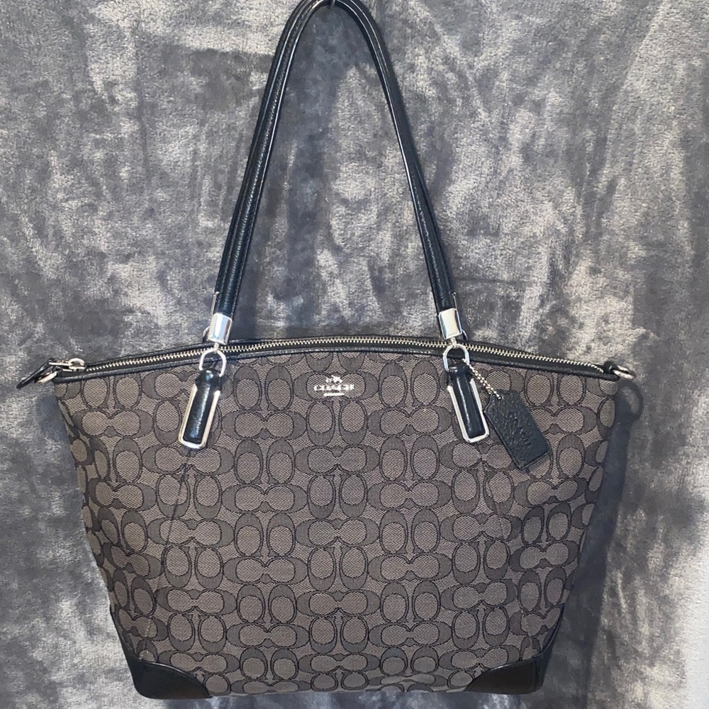 Coach Black and Brown Signature Tote